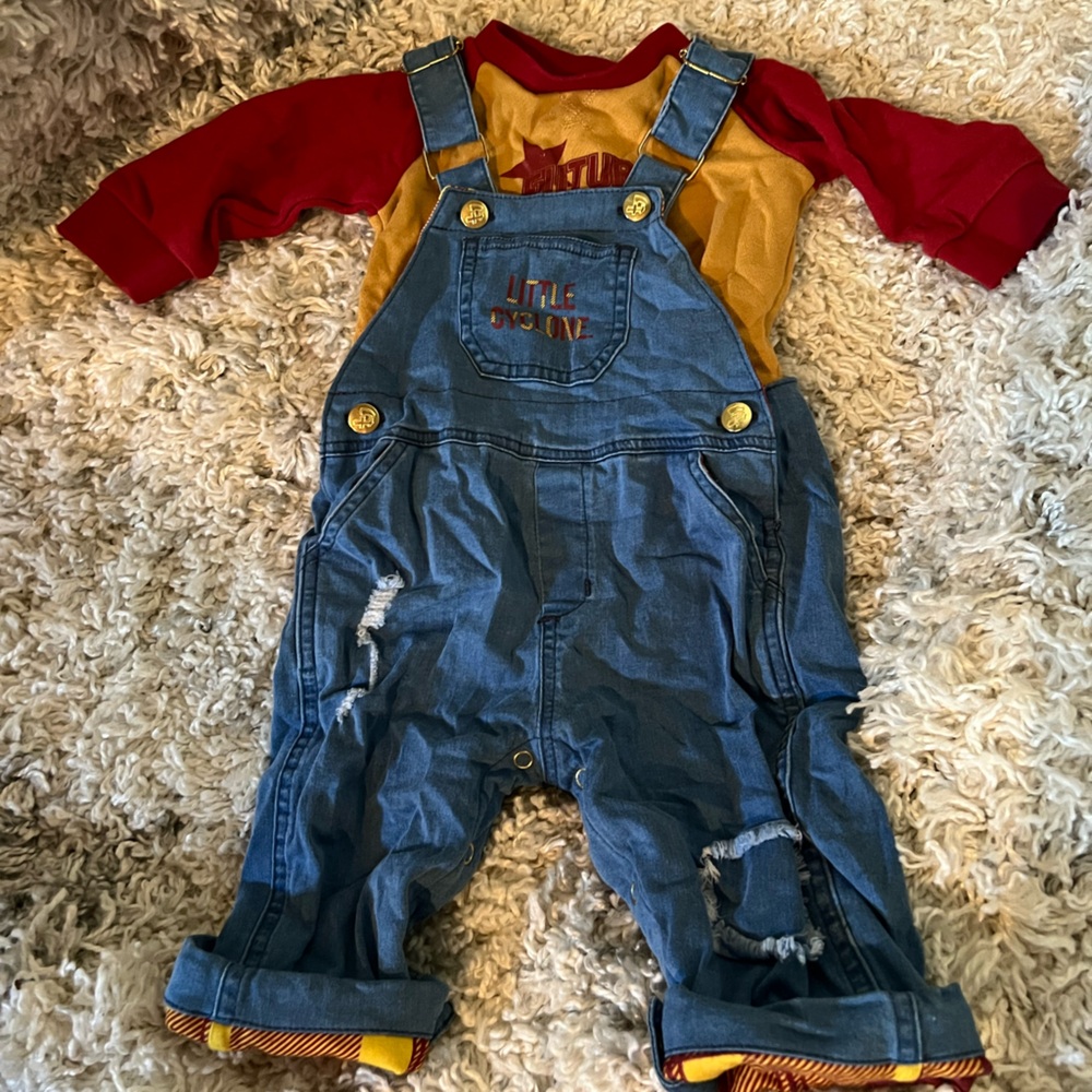 Iowa State Cyclones Blue Denim Overalls With Long Sleeve T-shirt